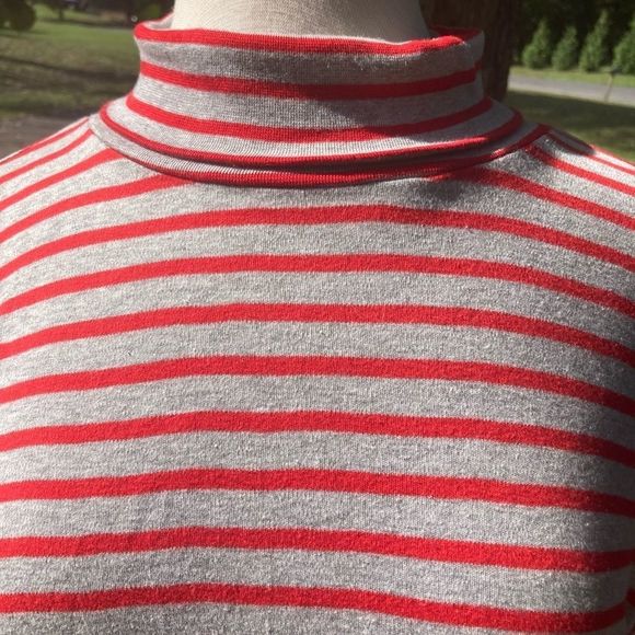 MIXED BLUES STRIPED TURTLENECK LONG SLEEVE VINTAGE MEDIUM - Picture 2 of 7